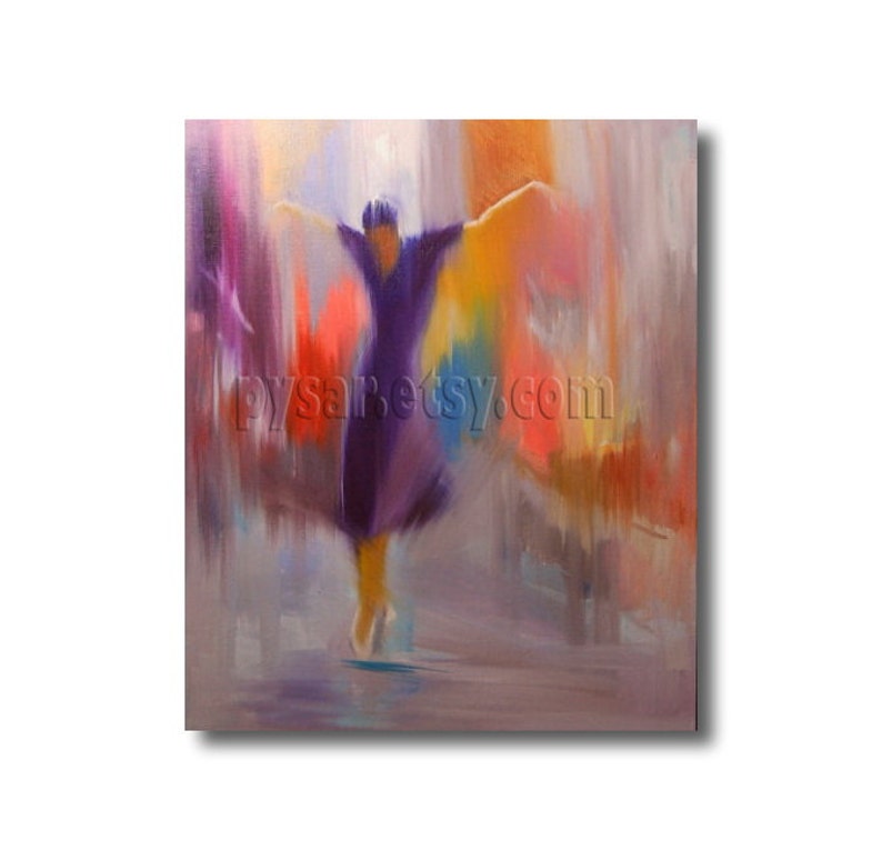 Gift for Her Large Wall Art Canvas, Fine Art Print, Modern Dancer Woman Canvas Print, Colorful Painting Print image 2