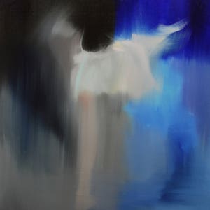 Large contemporary art oil painting, Abstract painting Ballerina art original, Blue dancer painting