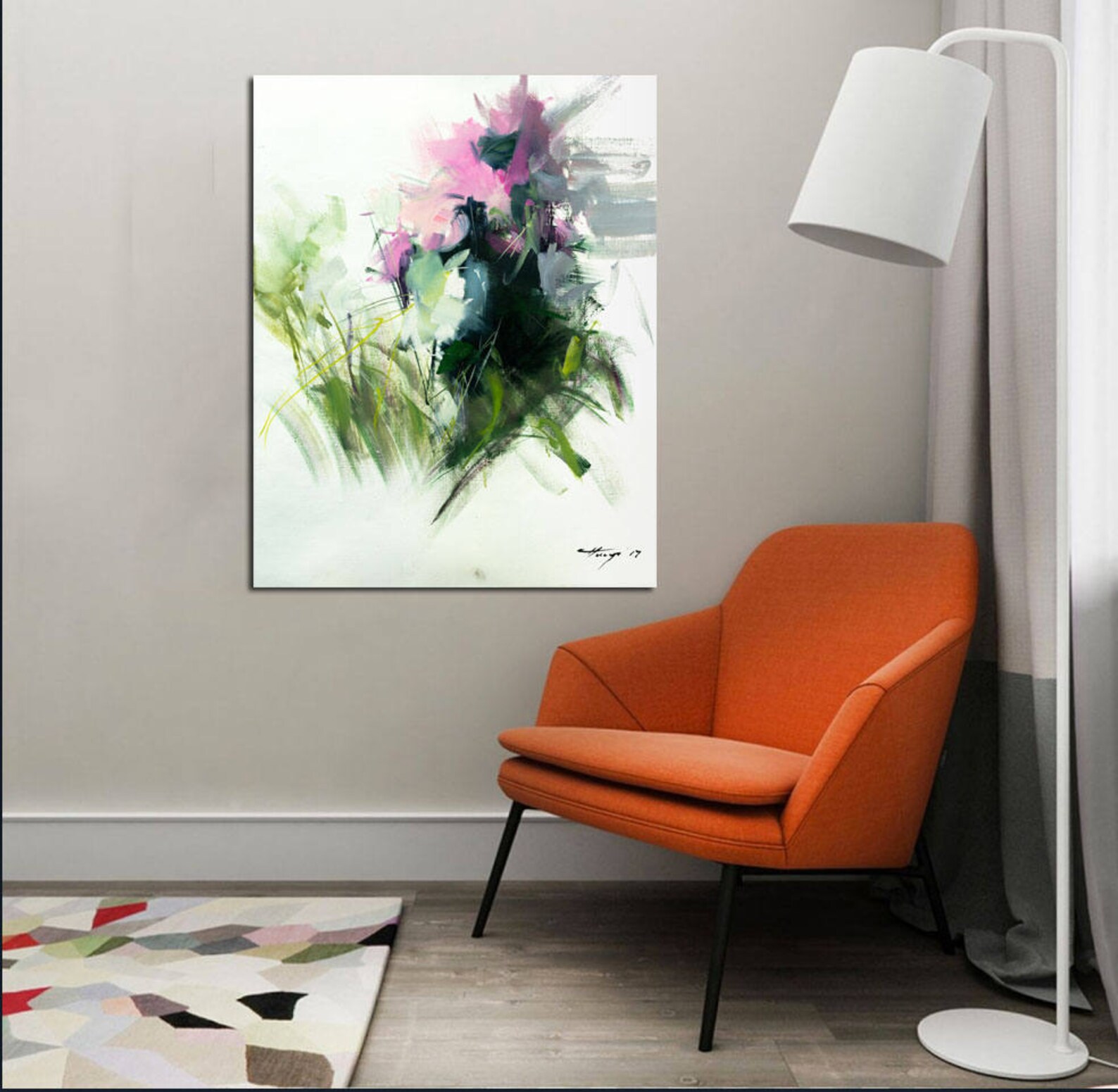 Green and Pink Art Large Abstract PRINT Giclee Print Etsy