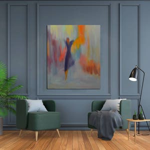 Gift for Her Large Wall Art Canvas, Fine Art Print, Modern Dancer Woman Canvas Print, Colorful Painting Print image 3