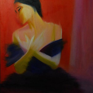 Red Canvas Art Print, Spanish Woman Wall Art, Dancer Poster Ready to Hang