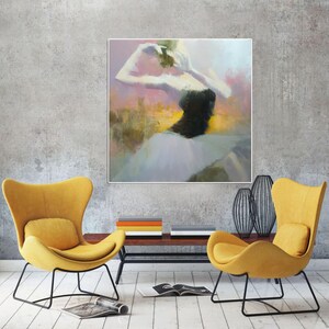 Mid Century Wall Art Canvas, Large Painting Print, Contemporary Art Print, Dance Painting, Modern Art Canvas image 5