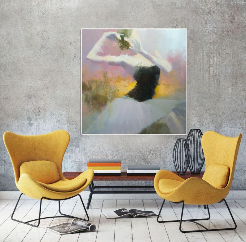 Mid Century Wall Art Canvas, Large Painting Print, Contemporary Art Print, Dance Painting, Modern Art Canvas image 5