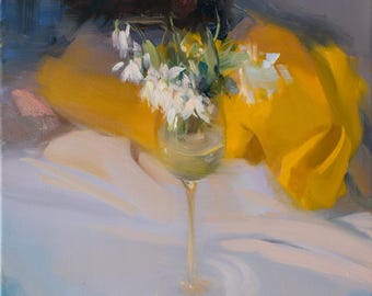Regalo para mamá | Arte floral amarillo | Naturaleza muerta moderna / Impresión artística giclée / Naturaleza muerta floral / Decoración de pared botánica brillante