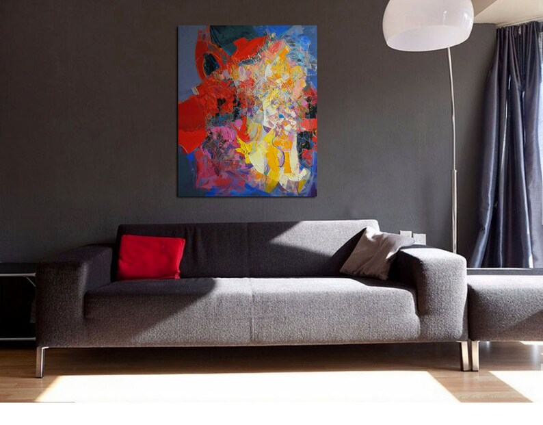 Abstract Painting Red and Yellow Contemporary Art Colorful Etsy