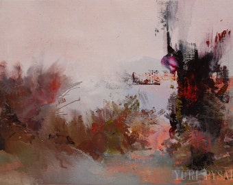 Contemporary art, Original Painting on Canvas, Abstract Landscape Oil painting abstract art canvas, Burgundy wall art