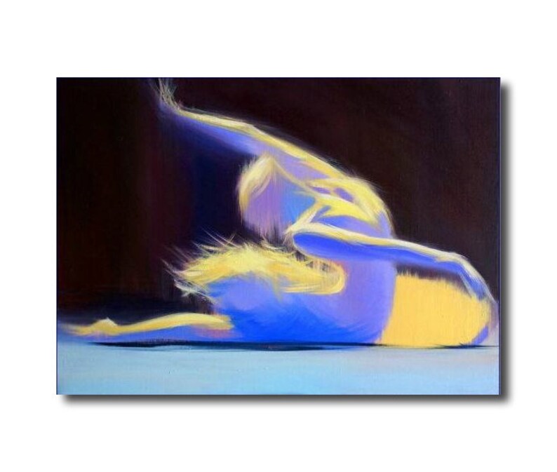 Gift for Her Dance Gifts Yellow and Blue Canvas Art Ballerina Abstract Canvas Print Art Print Contemporary GICLEE Print