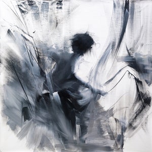 Dancing Art Black and White Painting Print Giclee print, Modern Contemporary, Ballet Dancer Print Wall Art Canvas