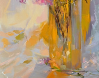 Modern print on canvas, Floral wall art print of painting, Flower print, Canvas print of flowers autumn art, still life print