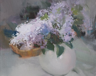 Regalo para mamá | Arte floral de lilas | Naturaleza muerta moderna / Impresión artística giclée / Naturaleza muerta floral / Decoración de pared botánica brillante