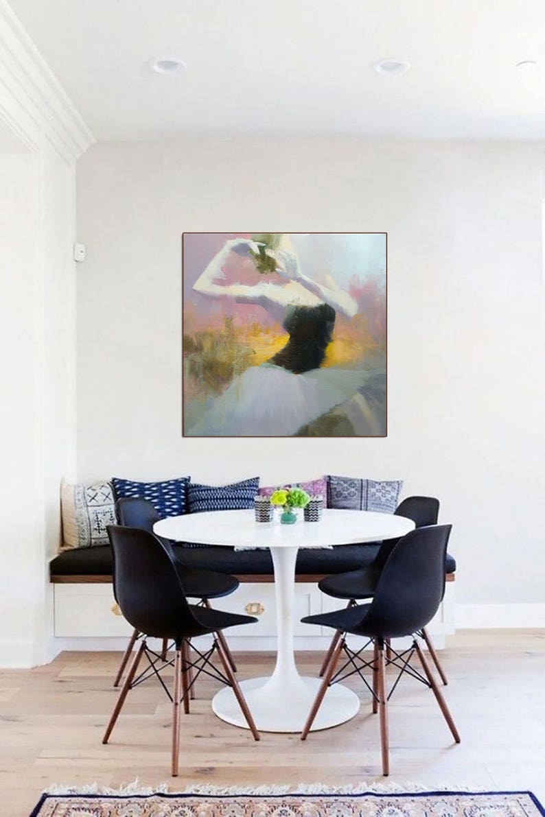 Mid Century Wall Art Canvas, Large Painting Print, Contemporary Art Print, Dance Painting, Modern Art Canvas image 3