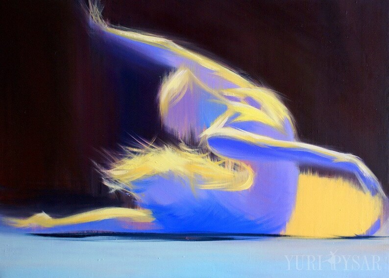 Gift for Her Dance Gifts Yellow and Blue Canvas Art Ballerina Abstract Canvas Print Art Print Contemporary GICLEE Print
