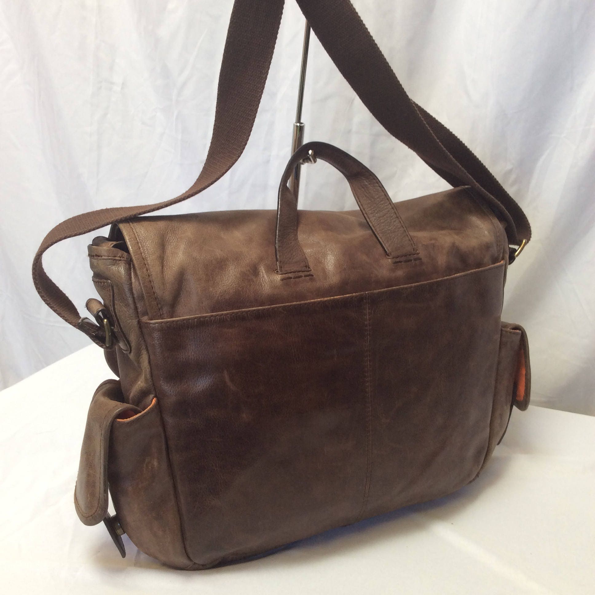 Vintage Authentic COLE HAAN Brown Leather Messenger Bag Etsy