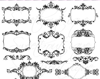 black digital clipart frames