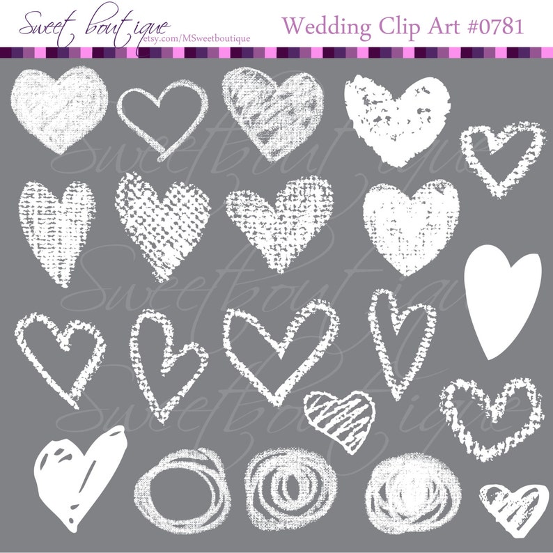 Digital Clip Art White Hand draw heart clipart Love clip arts Valentines day clipart Chalk clip art Digital hearts 0781 Heart clipart