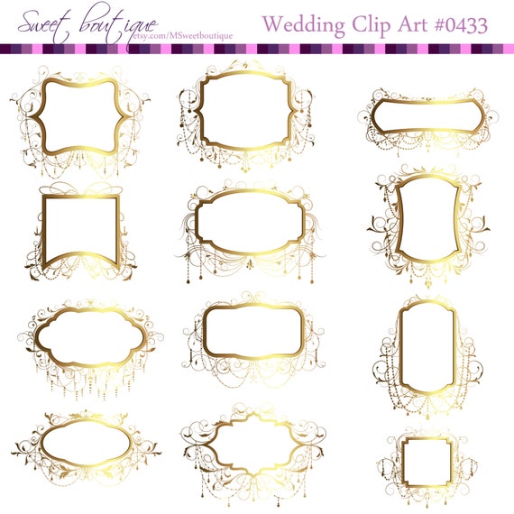 Wedding Clip Art Gold Frames Chandelier Clipart Ornate