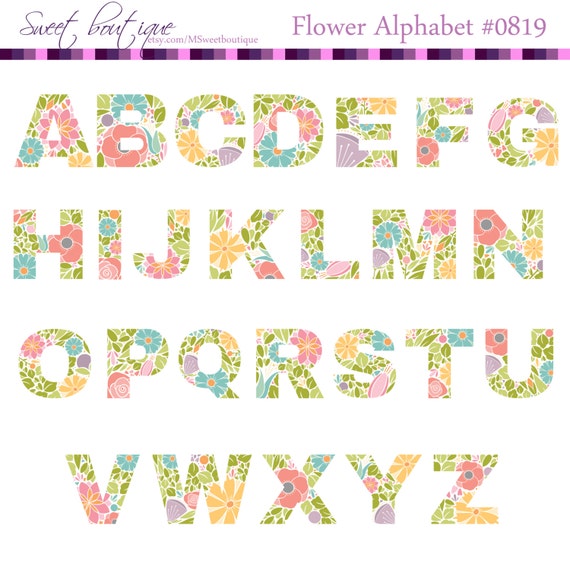 Flowers Alphabet Whatercolor alphabet Flourish Alphabet | Etsy