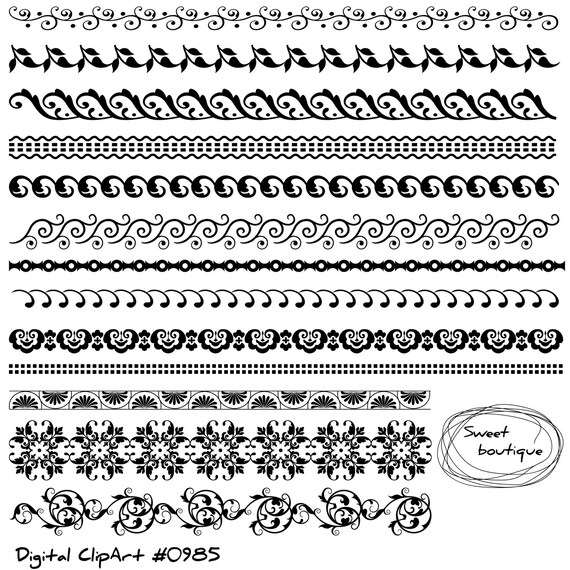 Digital Borders Clipart Page Decorations Doodle Clipart Etsy
