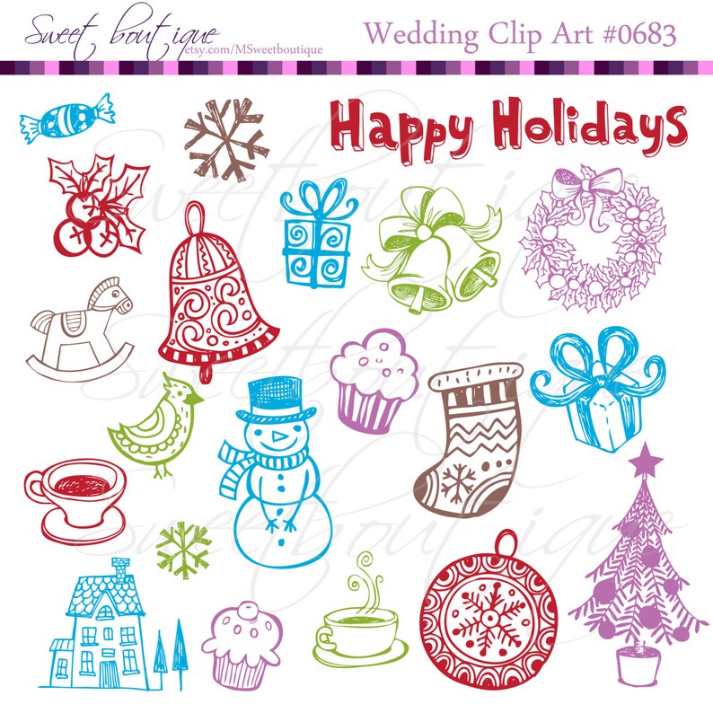 Christmas Clipart Trees snowflakes Cupcake Gift box Xmas Trees Clip arts Ornaments christmas ornaments 0683