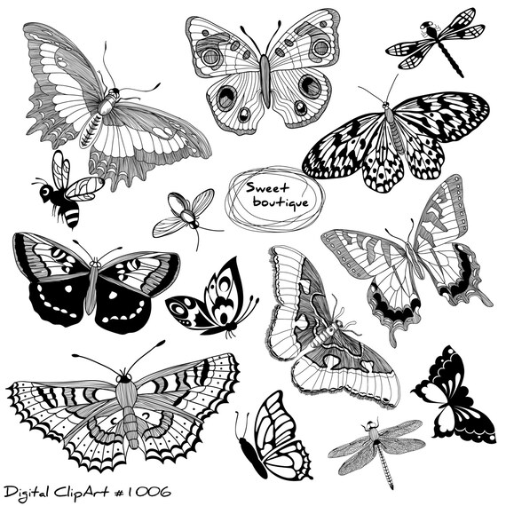 Butterfly Clip Art Butterfly Silhouettes Clipartbutter Fly Etsy
