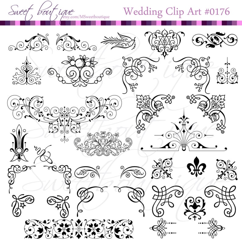 34 Victorian Frames clip art clipart with Digital Paper pack Etsy