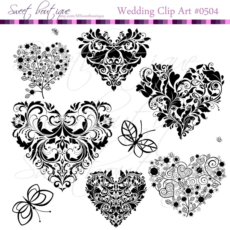 Digital Clipart Heart Frames Clip Art Scrapbook Valentine Etsy