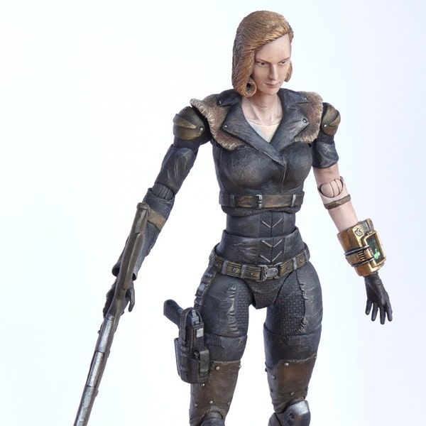 Fallout New Vegas The Female Courier Play Arts Kai Custom Action Figure with three head sculpts Laser Hunting Rifle removable Pimp Pip-Boy