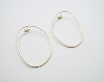 Organic Oval Hoop Studs Large