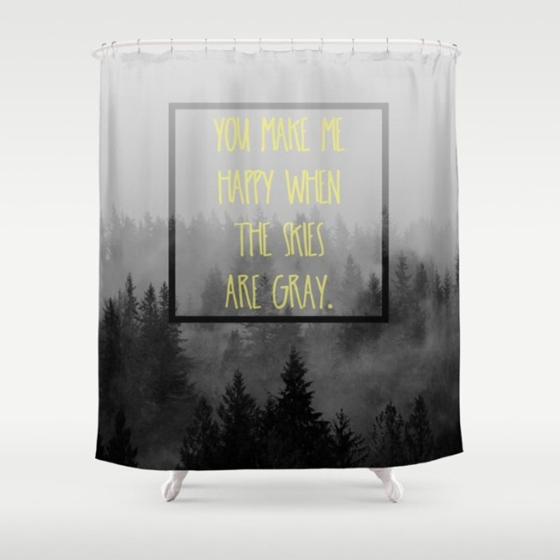 Rideau De Douche Quand Le Ciel Est Gris Montagne Brouillard Heureux Placement Gris Décor à La Maison Rideau De Douche Tissu Photographie Par