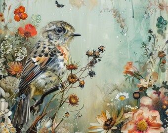 Elegant Bird, Instant Download, Wall Hanging, Printable Art, Nature Print, Home Decor