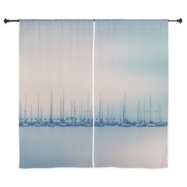 nature photography by RDelean Designs Sailboats Boats Sea 60x60 or 60x84 Sheer Curtains Home Decor Ocean Marina