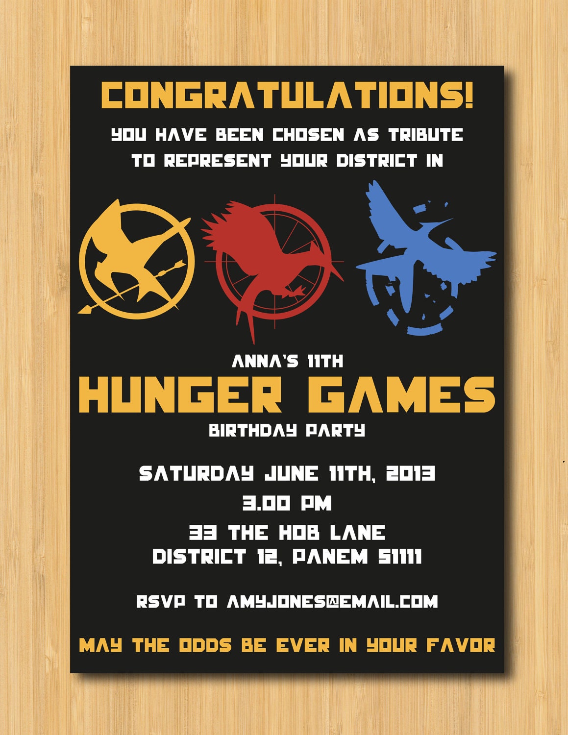 Hunger Games Printable Birthday Party Invitation Etsy