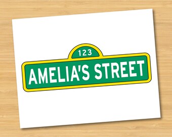 Sesame Street Name Sign Logo Personalized Printable - Birthday Party Decor - Wall Art