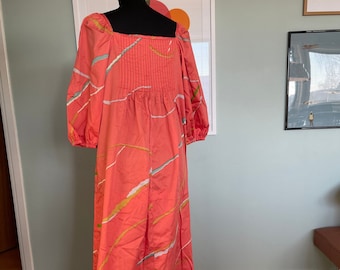 Vintage Marimekko Maxi Dress 1970&#39;s / Size Small fits also Medium / Finland Coral PInk Dress with belt