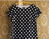 Marimekko short sleeved dress Polka Dot cotton dress Large Finland Scandinavian design