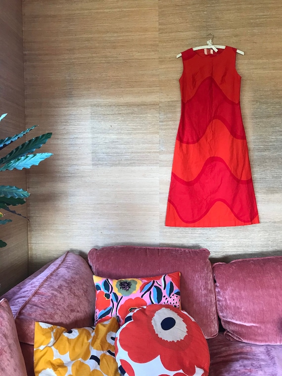 Vintage Marimekko Maxi Dress / Red Maija Isola “L… - image 1