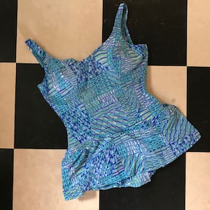 Fun Retro Swimsuit Blue / Medium / Kanter&#39;s of Scandinaiva / Made in Sweden 1960s vintage