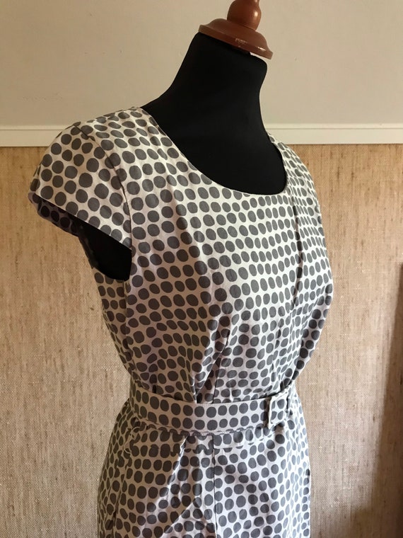 Vintage Marimekko Preppy Dress / Grey Polka dot B… - image 2