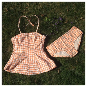 Vintage Two Piece yellow Sun Dress/ Medium - Large / 1950&#39;s adorable beach wear