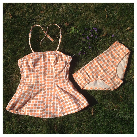 Vintage Two Piece yellow Sun Dress/ Medium - Large