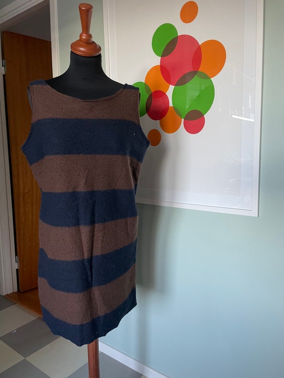 Marimekko Vintage Wool Dress  / Size Medium  / Bl… - image 1