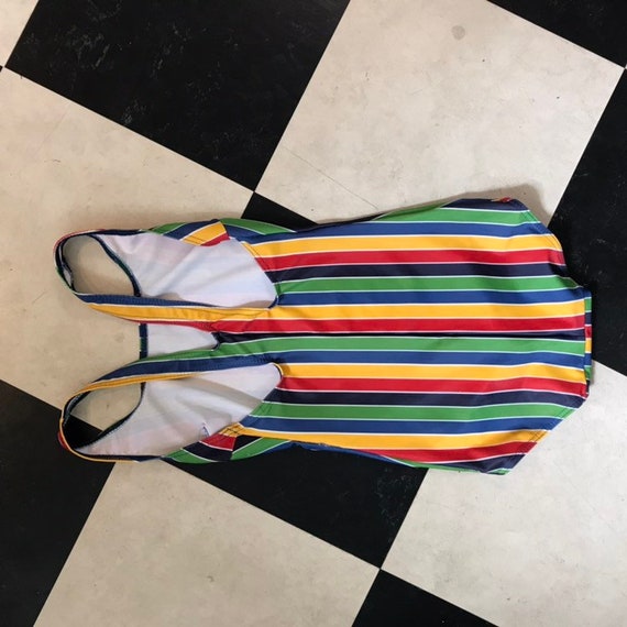 Fun Retro Swimsuit Striped Rainbow / EUR 36 - X S… - image 5