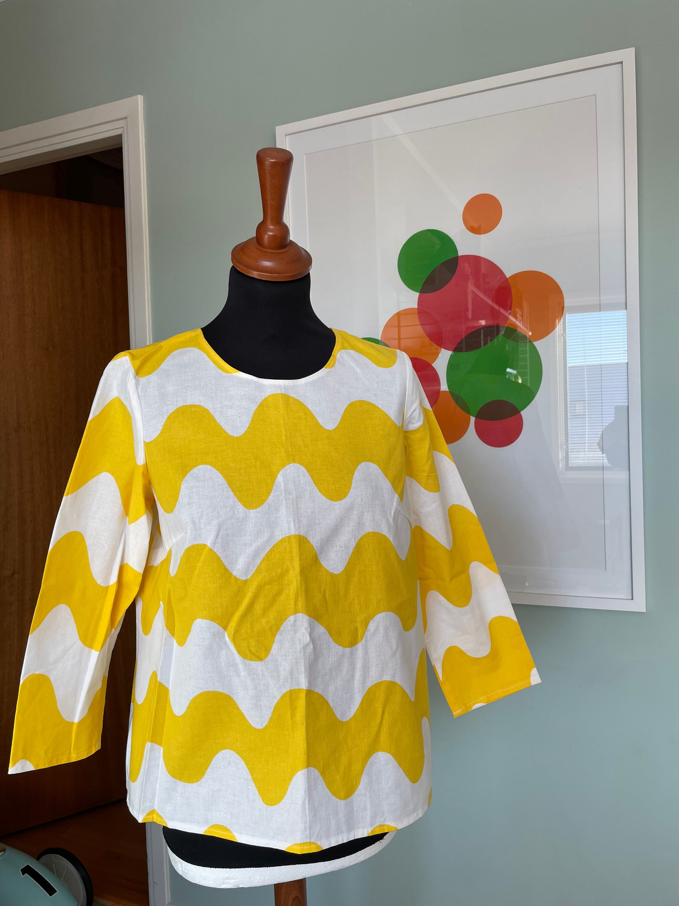 Marimekko ladies striped shirt sleeve oversized Top T Shirt