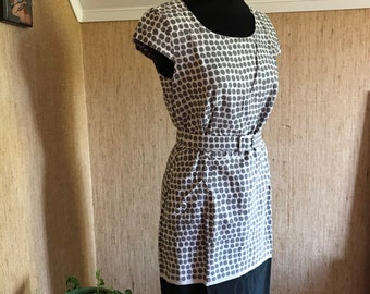 Vintage Marimekko Polka Dot Kleid: Finnische Satin Baumwolle, Gr. 38