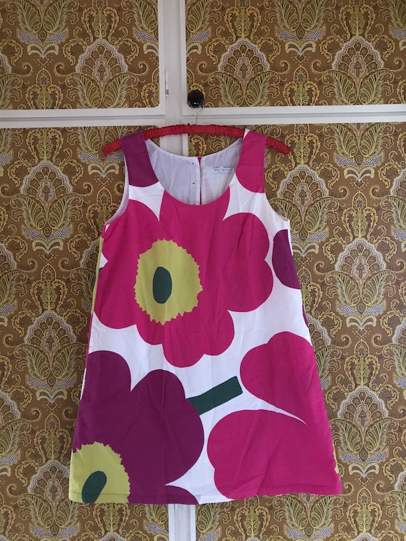 Vintage Marimekko Dress / Pink Purple Unikko Flowe
