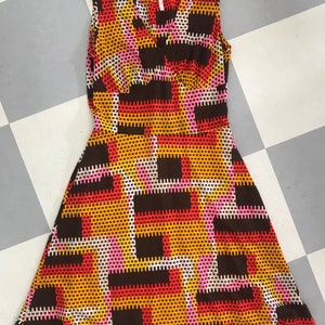 Vintage jurk / Maxi jurk maat EUR 42 past medium / retro kleuren