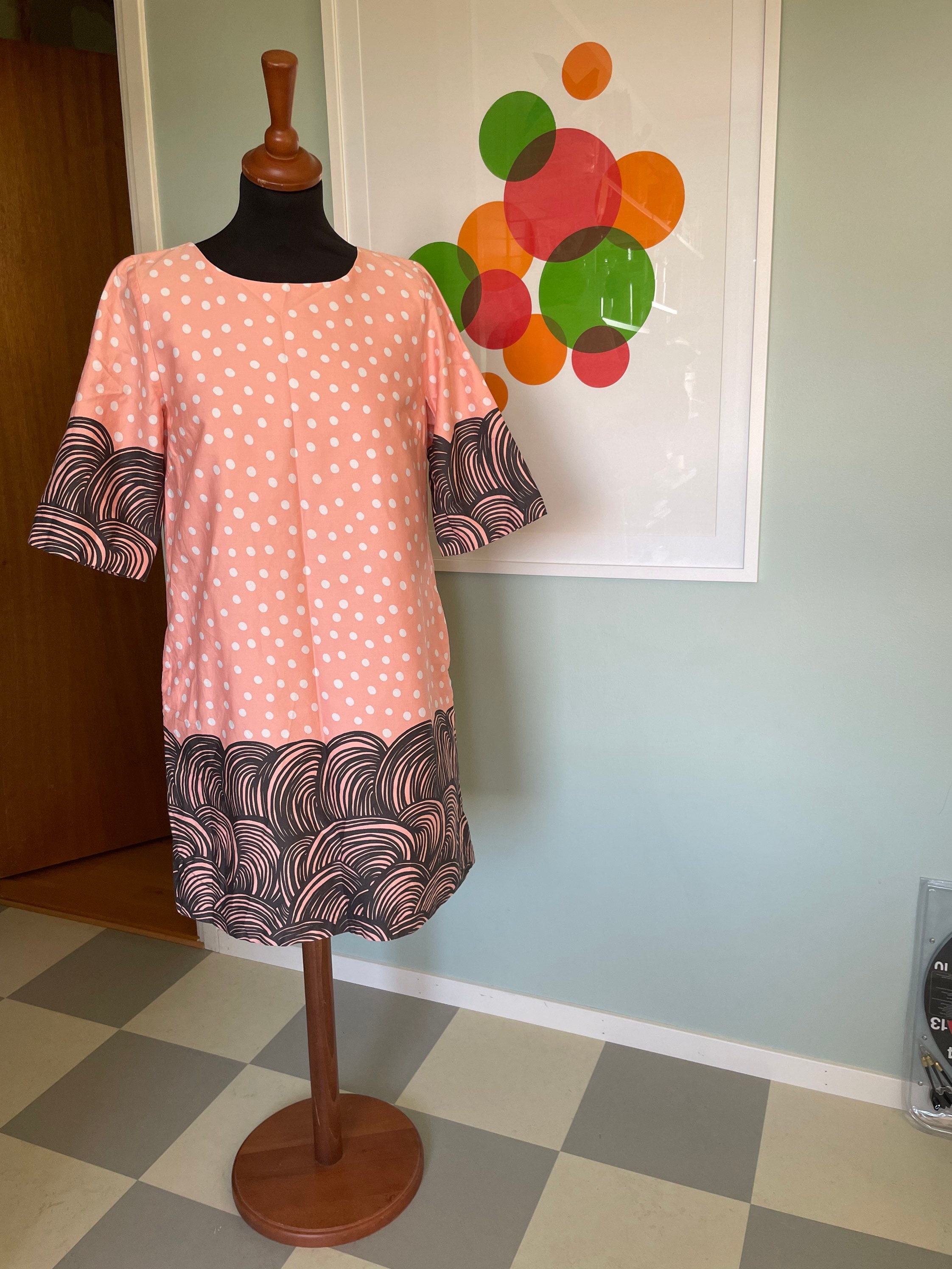 strapless open back dress Marimekko Cut Unikko wool knit dress