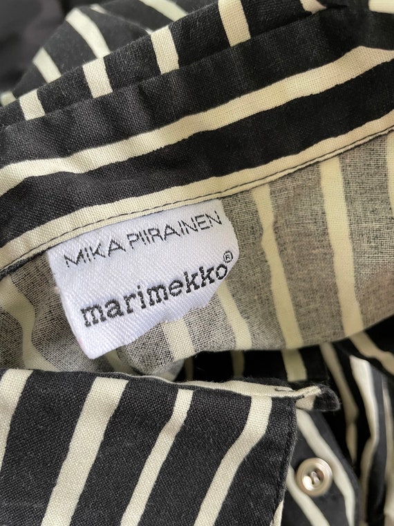 Vintage Marimekko Shirt / Black and Light Yellow … - image 8