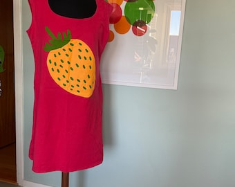 Vintage Marimekko Kleid Sun Dress / Strawberry / Size Large / Finland