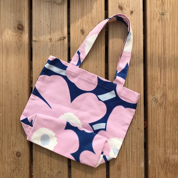 Smaller Vintage Marimekko Cotton Tote Bag / 1990 Finland / Light